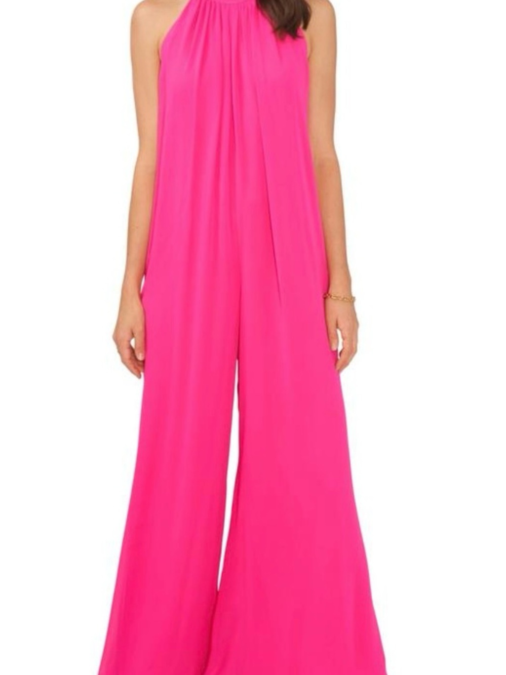 Vince Camuto Hot Pink Wide-Leg Halter Jumpsuit - Picture 1 of 4